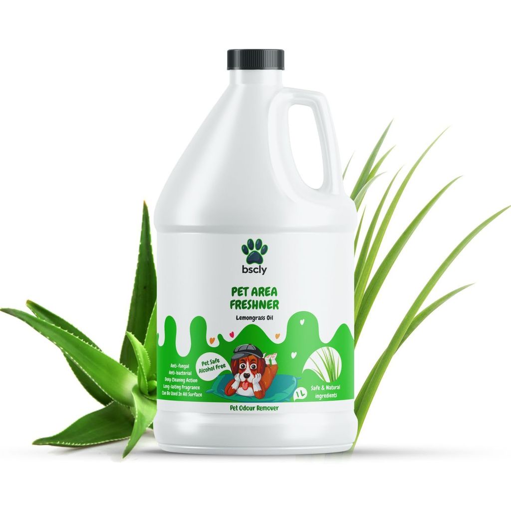 Bscly Lemongrass Pet Area Freshener - 1L | Eco-Friendly Odor Eliminator | Safe for Pets & Children | Bio-Based Formula | For All Surfaces…