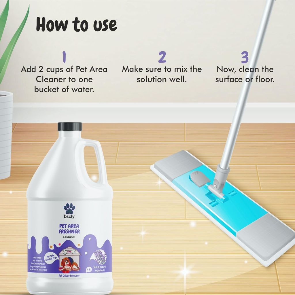 Bscly Lemongrass Pet Area Freshener - 1L | Eco-Friendly Odor Eliminator | Safe for Pets & Children | Bio-Based Formula | For All Surfaces…