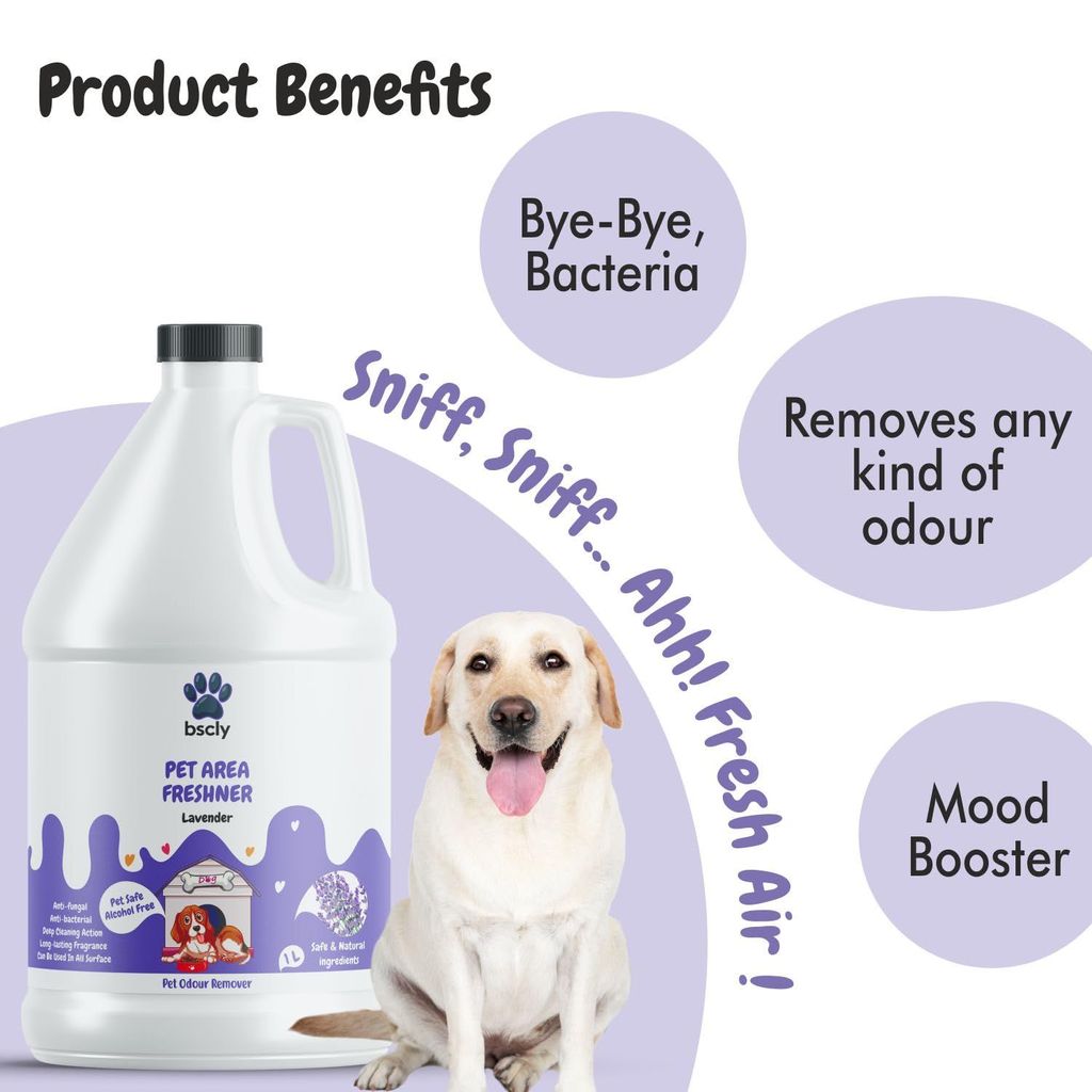 Bscly Lemongrass Pet Area Freshener - 1L | Eco-Friendly Odor Eliminator | Safe for Pets & Children | Bio-Based Formula | For All Surfaces…