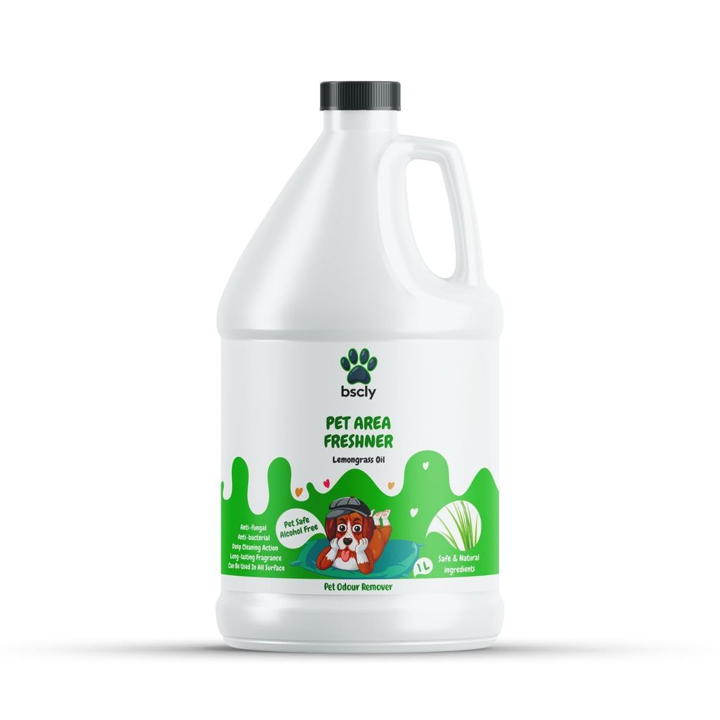 Bscly Lemongrass Pet Area Freshener - 1L | Eco-Friendly Odor Eliminator | Safe for Pets & Children | Bio-Based Formula | For All Surfaces…