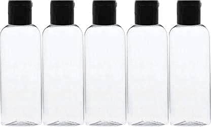 HARRODS 100ml Pack Of 5 Travel Bottles for Toiletries - Refillable, Leak-Proof Clear Plastic Containers with Flip Cap, Ideal for Shampoos, Lotions, Creams - Small Travel Size, Empty Bottles