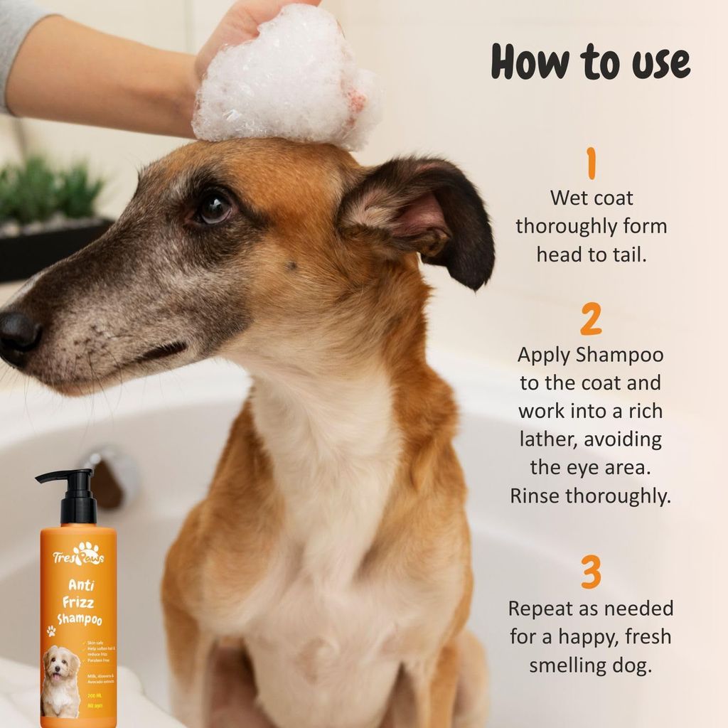 Trespaws Anti Frizz Dog Shampoo | Dog Shampoo for Pomeranian, Shih tzu Puppy, German Shepherd, Labrador & Golden Retriever, Dogs Shampoo | 200ml
