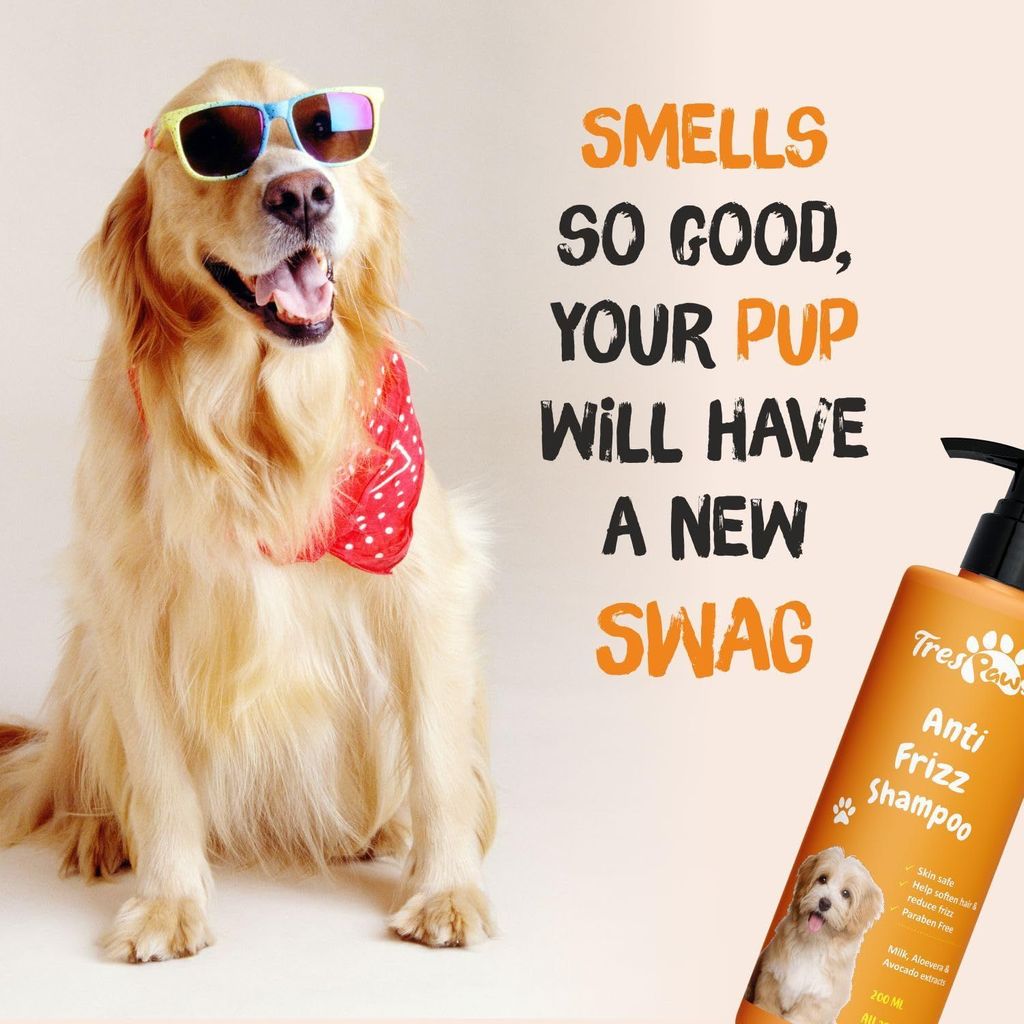 Trespaws Anti Frizz Dog Shampoo | Dog Shampoo for Pomeranian, Shih tzu Puppy, German Shepherd, Labrador & Golden Retriever, Dogs Shampoo | 200ml