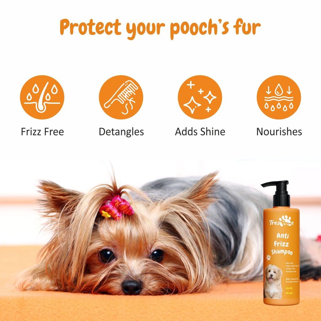 Trespaws Anti Frizz Dog Shampoo | Dog Shampoo for Pomeranian, Shih tzu Puppy, German Shepherd, Labrador & Golden Retriever, Dogs Shampoo | 200ml