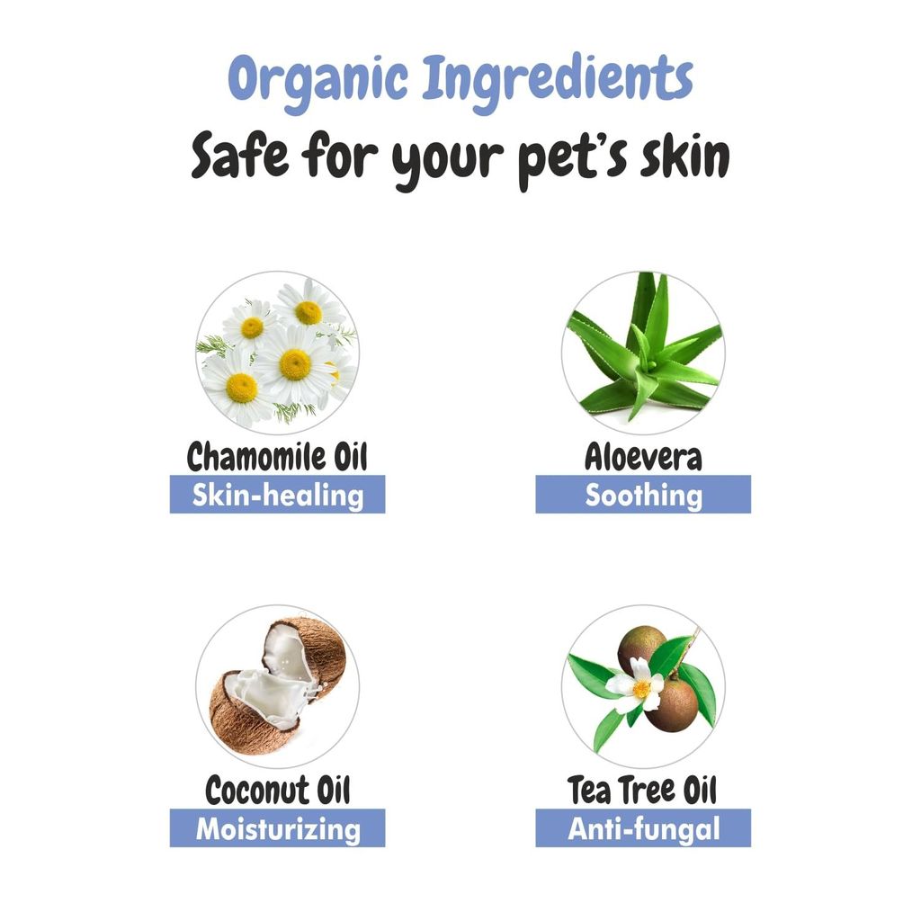 Bscly Dog Shampoo 1000Ml - Ticks & Fleas Prevention - Enriched with Chamomile, Aloe and Coconut Oil - Moisturizes & Heals Skin - Suitable for Pomeranians to Golden Retrievers