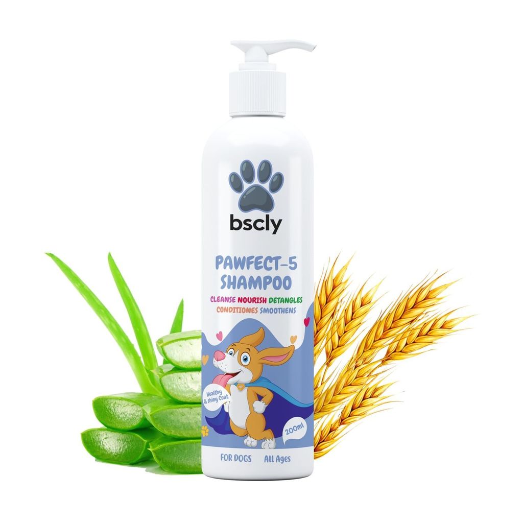 BSCLY Pawfect 5 Dog Shampoo - 200ml | for Pomeranian, Shih Tzu Puppy, German Shepherd, Labrador & Golden Retriever | Cleanses, Conditions, Detangles, Moisturizes & Deodorizes