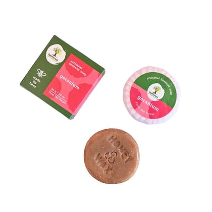 Last Forest Artisanal, Handcrafted, Handmade, Natural 'Pebbles' Beeswax Soap, 50g - 100% Natural Ingredients, Moisturizing, Natural Beeswax, Bathing Soap for Men and Women (Geranium)