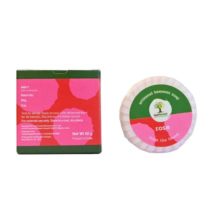 Last Forest Artisanal, Handcrafted, Handmade, Natural 'Pebbles' Beeswax Soap, Rose, 50g - 100% Natural Ingredients, Moisturizing, Natural Beeswax, Bathing Soap for Men and Women