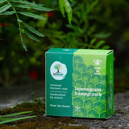 Last Forest Beeswax Soap (100gm), Herbal Bathing Soap for Glowing Skin, Handcrafted, Handmade, 100% Natural Ingredients, Moisturizing, Natural Beeswax, Bathing Soap for Men & Women (Lemongrass)