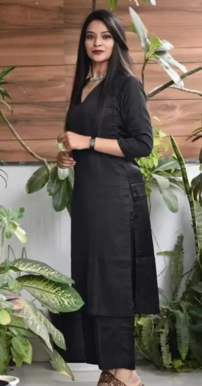 Premium Women Women's Black Rayon Kurta Palazzo Set 2025 at ShopCircuit | ONDC