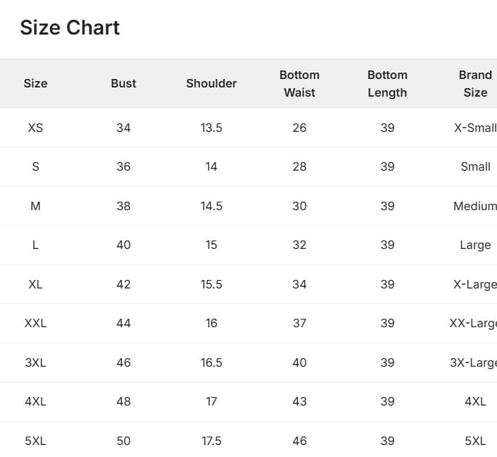 Size Guide Size Guide