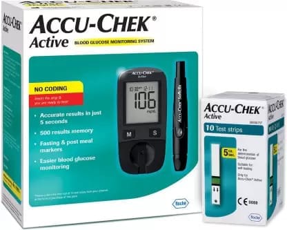 Accu-Chek Active Glucometer Kit With 10Test Strips