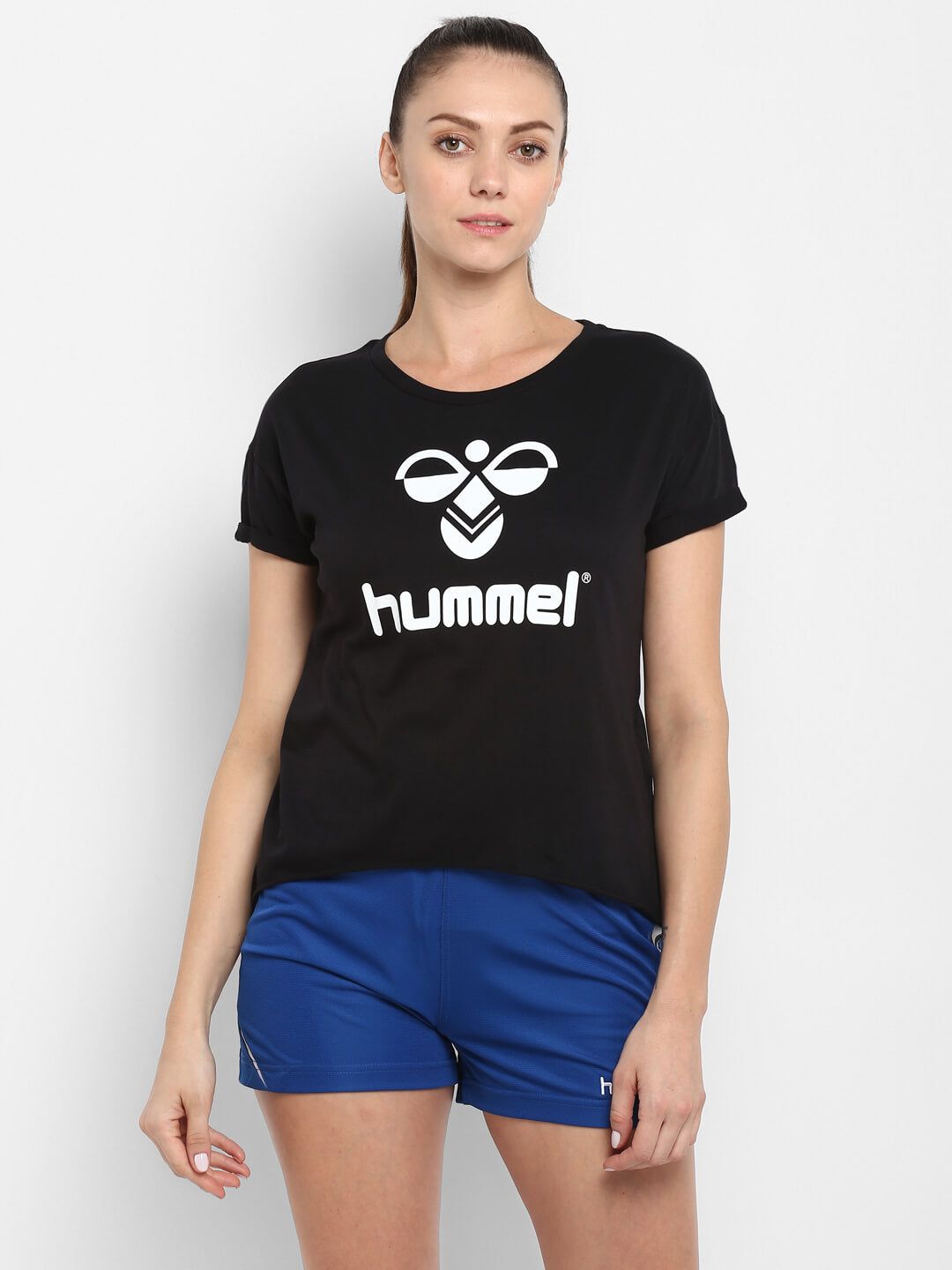Tiora Women Cotton Black T-Shirt