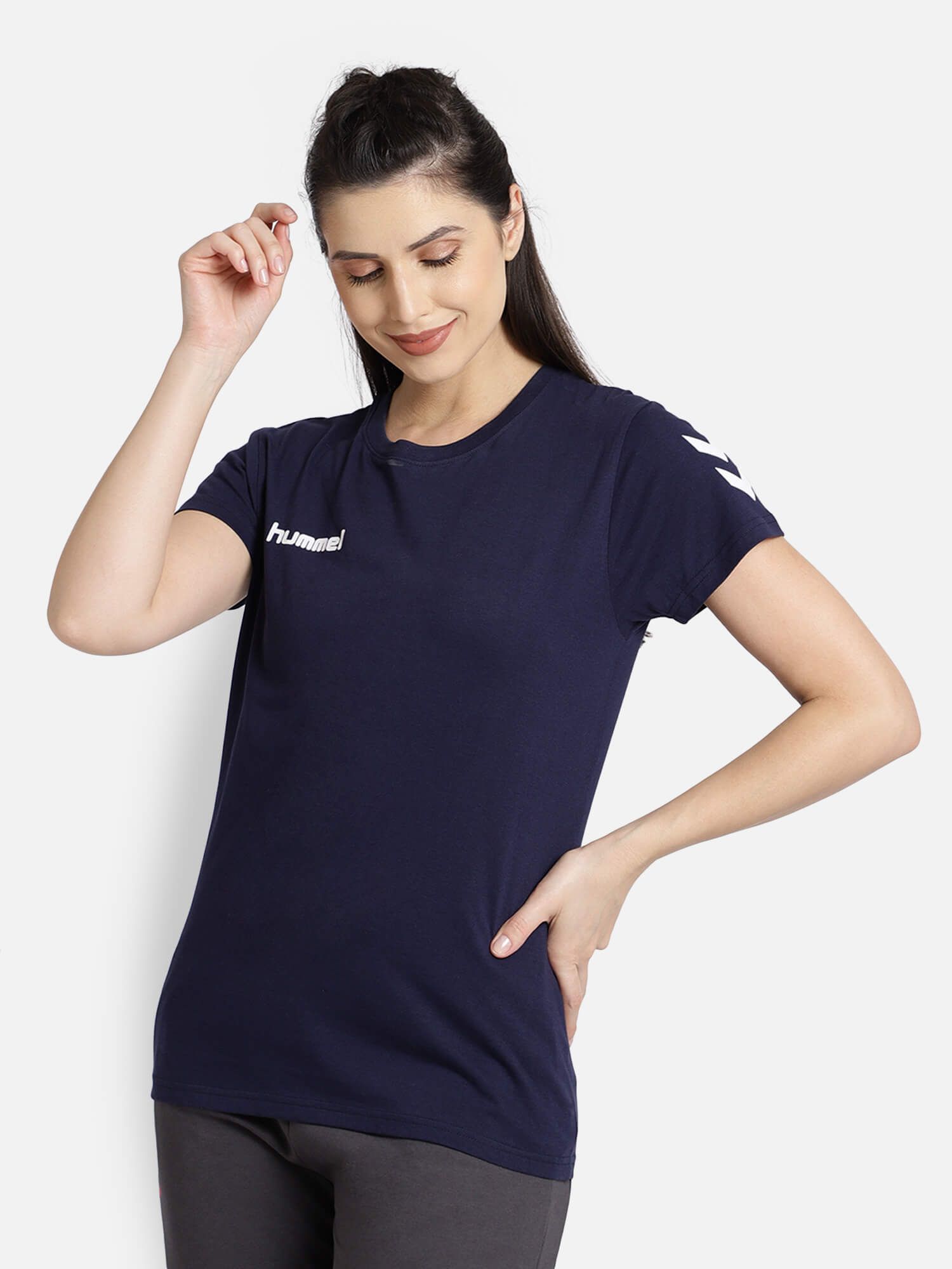 Go Cotton Round Neck Cotton Rich Half Sleeve Solid Regular fit Cottonpoly T-shirt for Women Comfortable soft Breathable Fabric Stretchable for Everyday Use Ideal for Casualwear