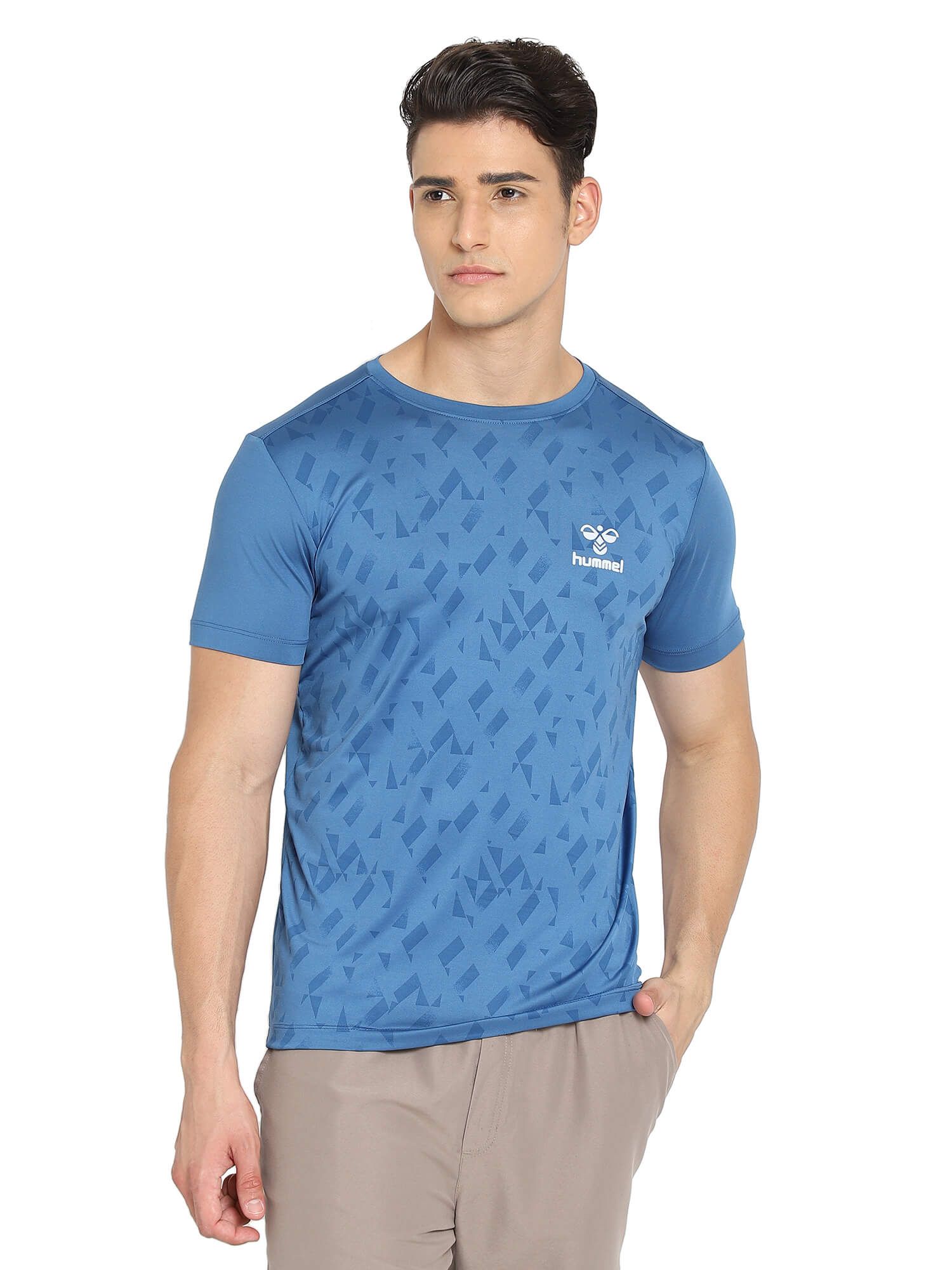 Erin Men Polyester Blue T-Shirt
