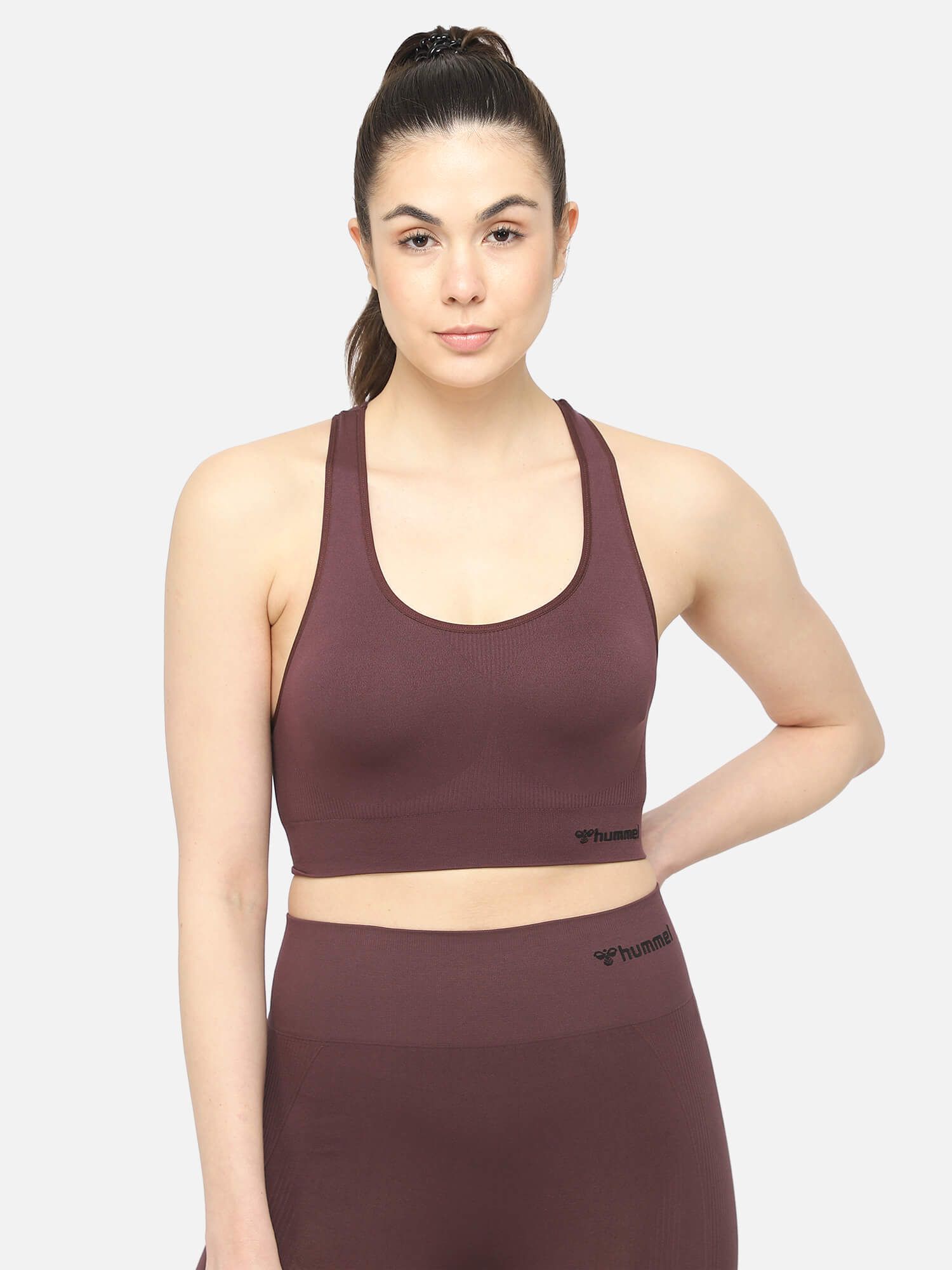 Tif Seamless Women Polyester Brown Sports Top