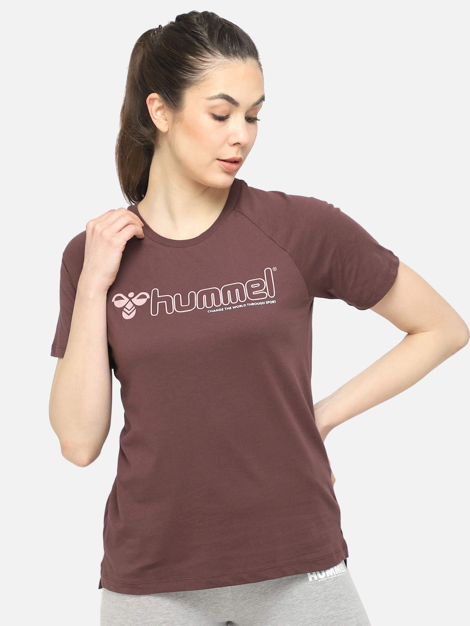 Zenia Women Cotton Brown T-Shirt