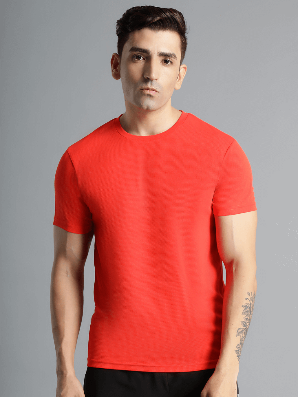 Budoc Round Neck Half Sleeve Solid Regular fit Polyester T-shirt for Men Comfortable Breathable Fabric Stretchable for Everyday Use Ideal for Yoga Training Gym Running or Performance