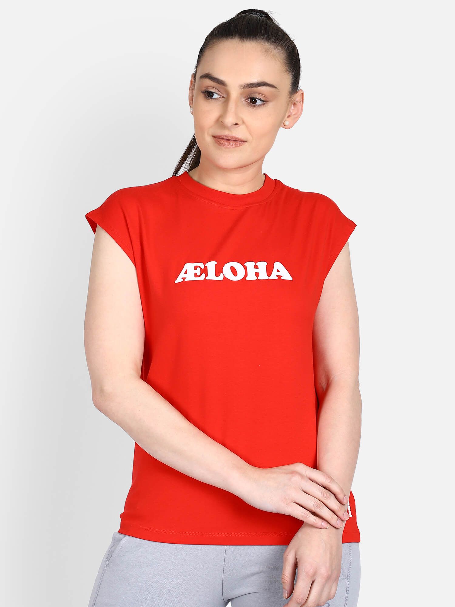 Lokal Women Cotton Red T-Shirt