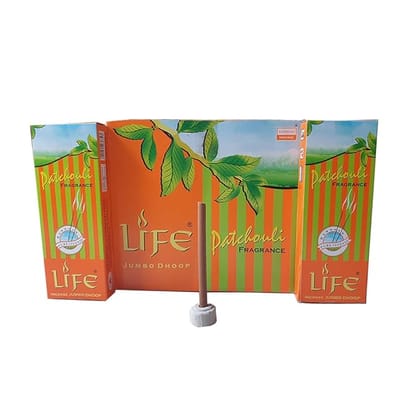 Darshan Incense - Life Patchouli Fragrance Jumbo Dhoop Agarbatti 18g Box Pack of 12 (216g)