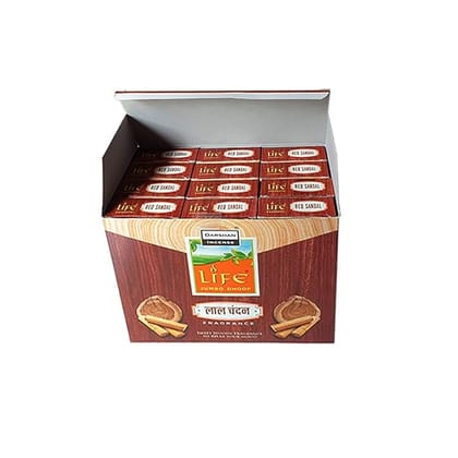 Darshan Incense -Red Sandal Fragrance Jumbo Dhoop Agarbatti 18g Box Pack of 12 (216g)