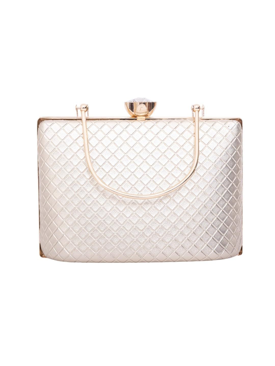 Vdesi Gold Grid Clutch