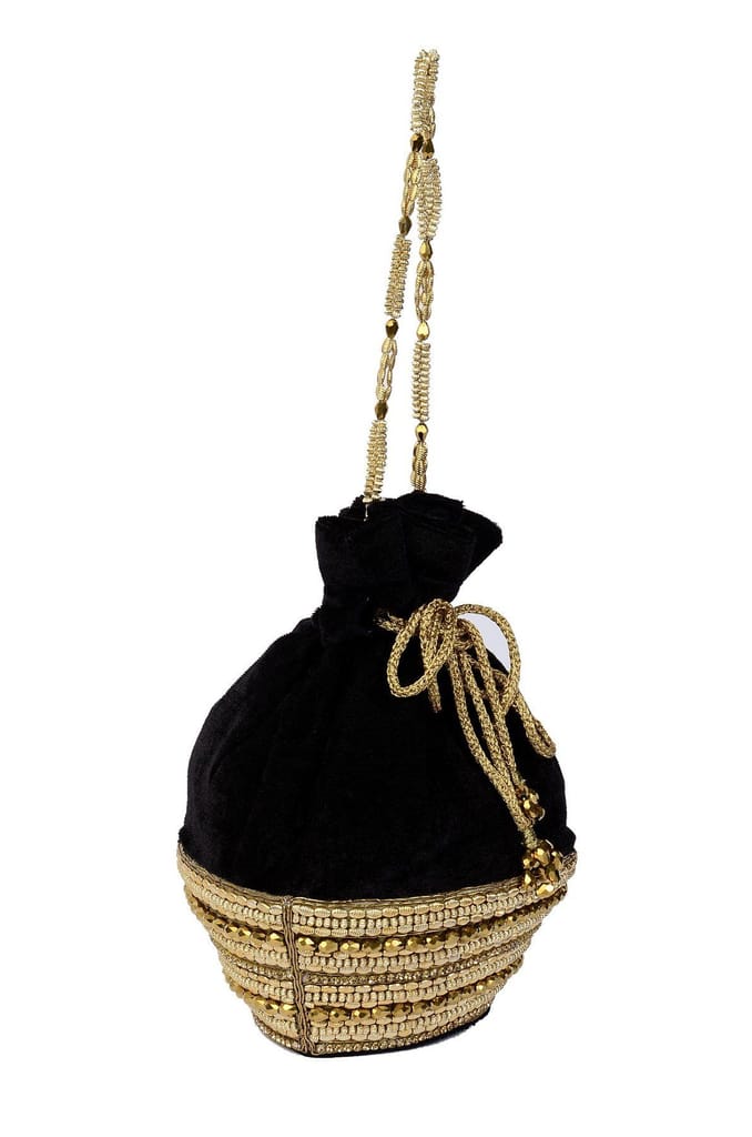 Vdesi Black Velvet Potli Bag