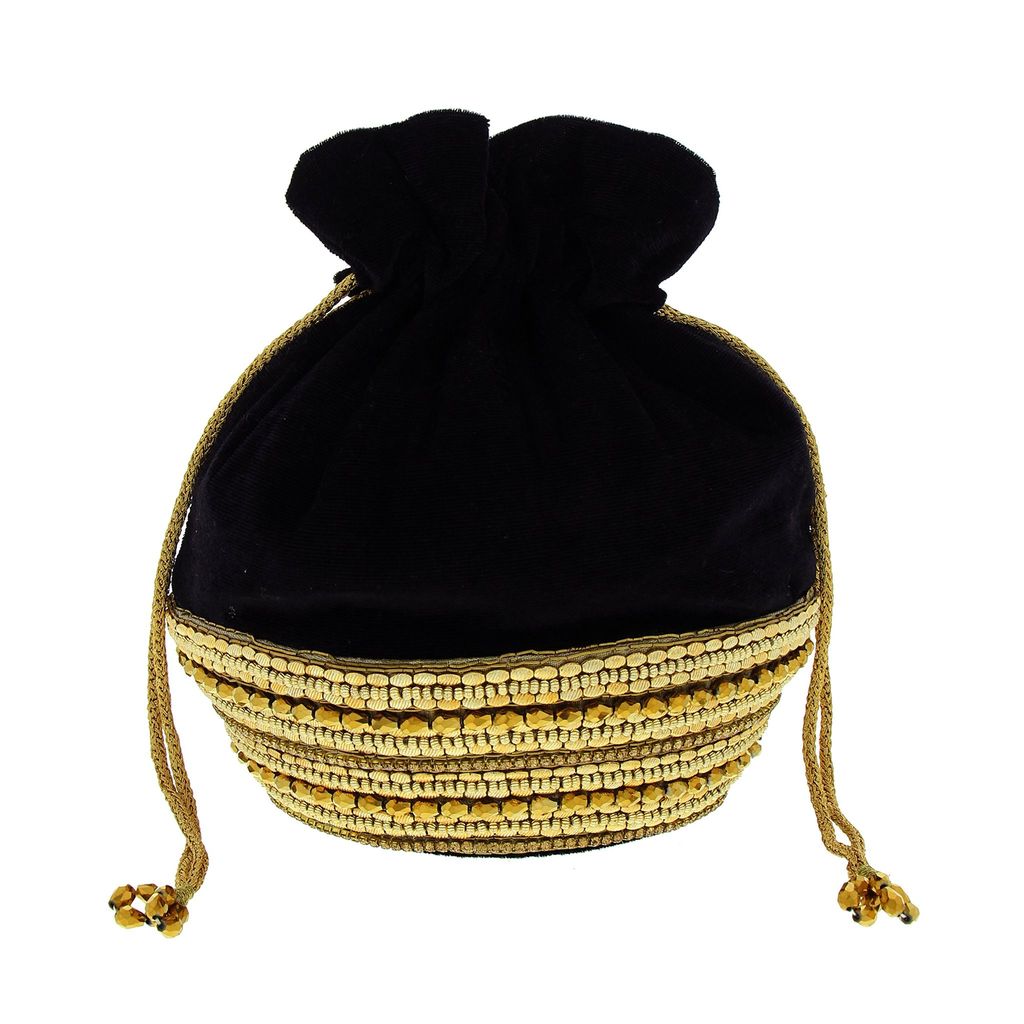Vdesi Black Velvet Potli Bag
