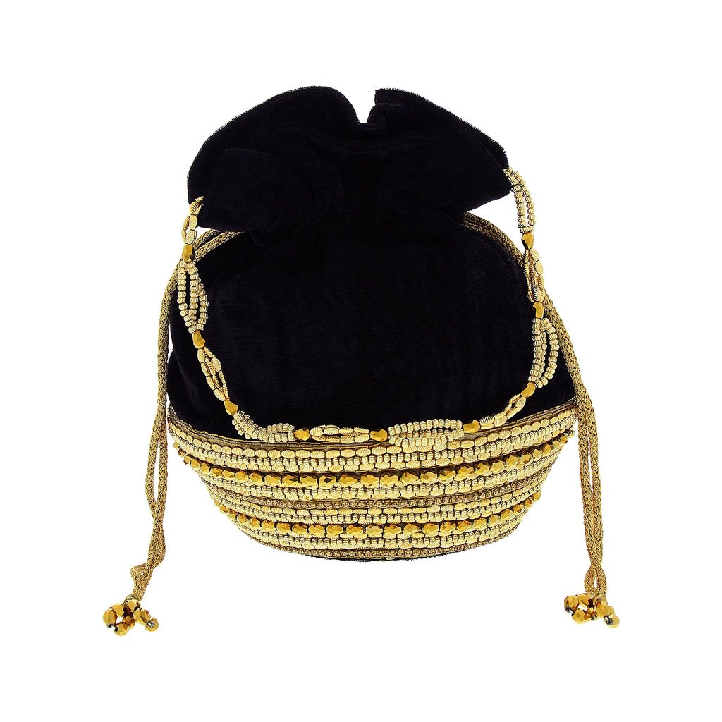 Vdesi Black Velvet Potli Bag
