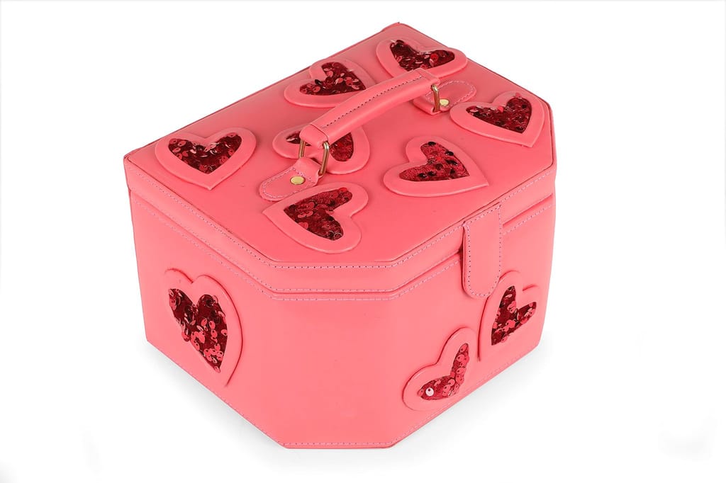 Carrot Pink Hearts Vanity Box