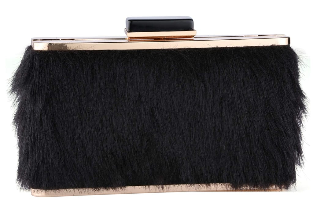 Vdesi Fur Black Clutch For Women