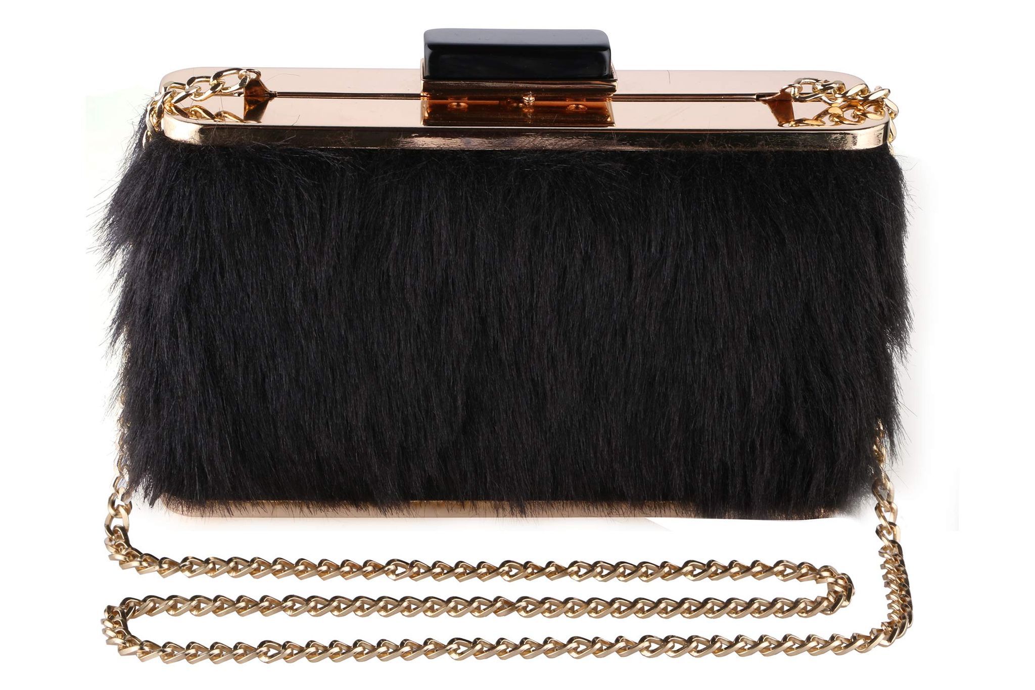 Vdesi Fur Black Clutch For Women