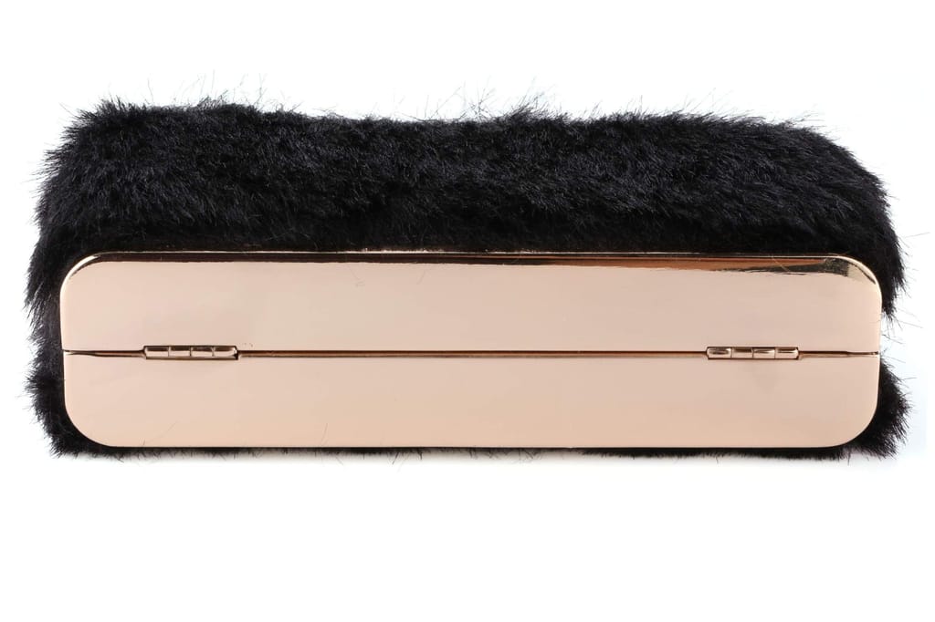 Vdesi Fur Black Clutch For Women