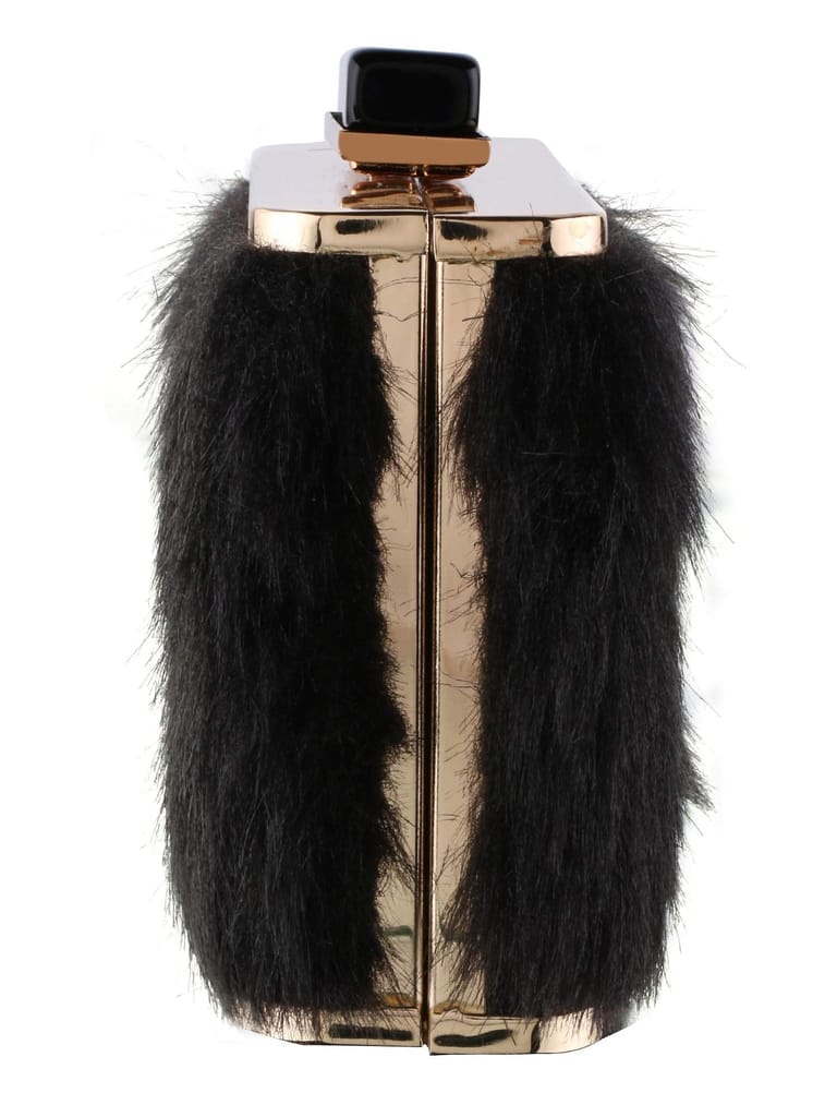 Vdesi Fur Black Clutch For Women