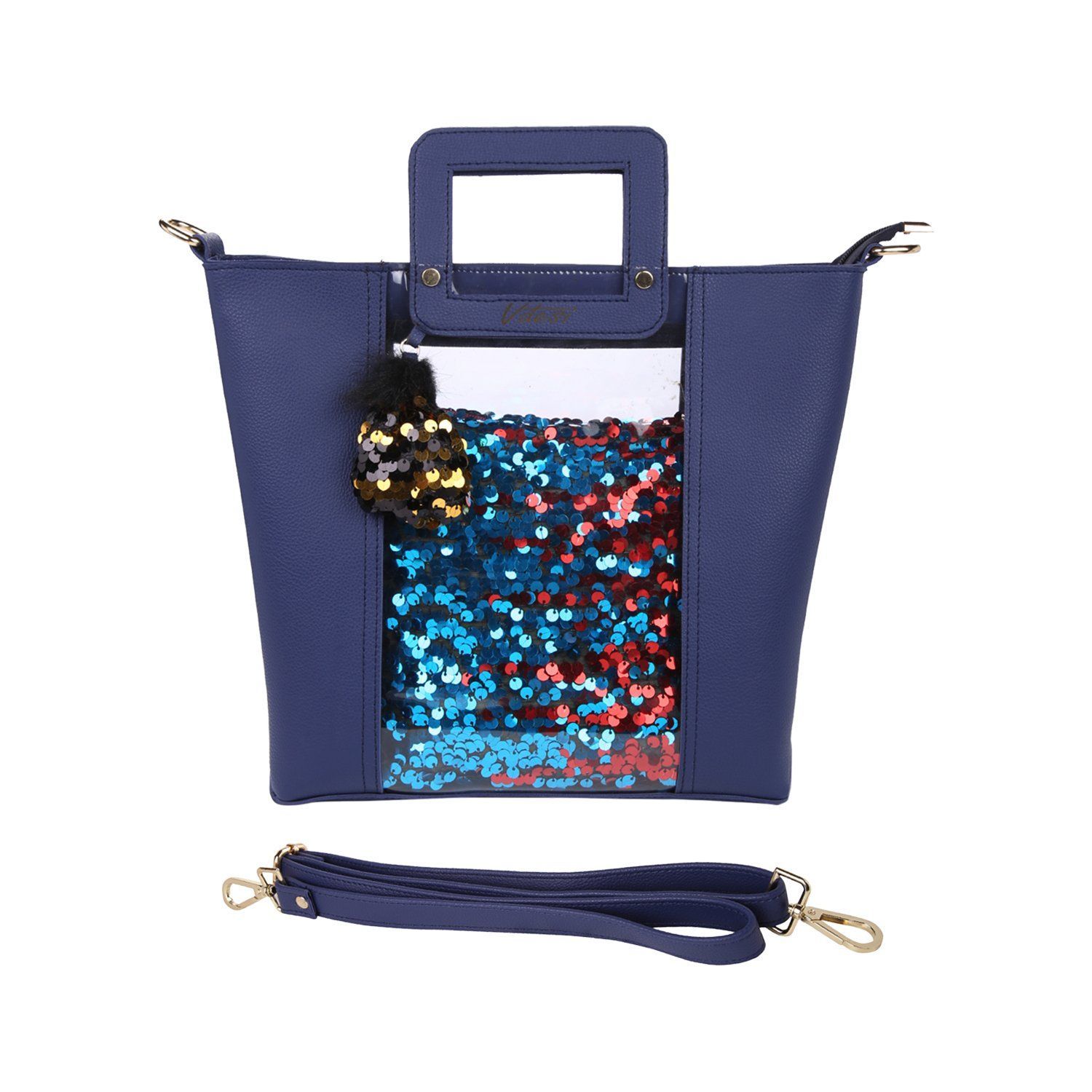Vdesi Peep Sequins Bag With A Detachable Sling Pouch