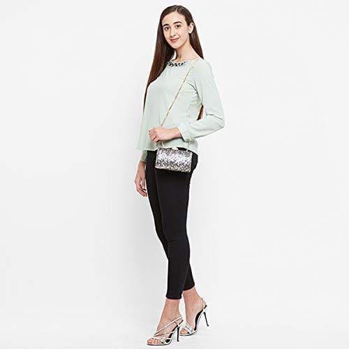 Vdesi Drama Silver Clutch