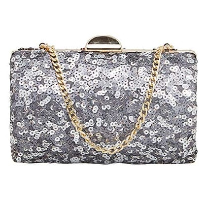 Vdesi Drama Silver Clutch