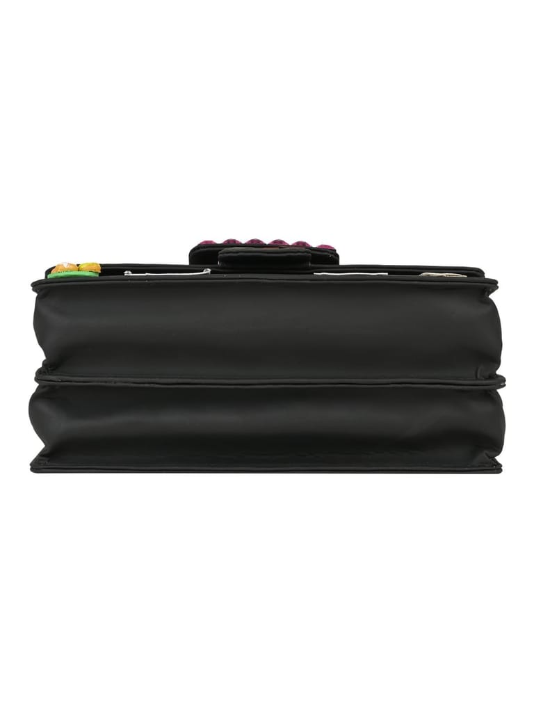 Vdesi Black Pop Badges Belt Sling Bag