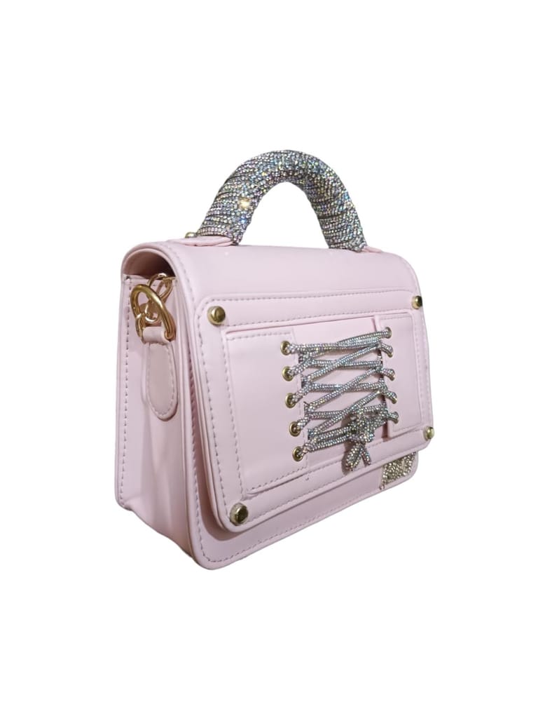 Vdesi Pink Rhinestone Tie Up Bag