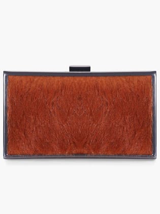 Vdesi Fur Basic Black Metal Frame Clutch