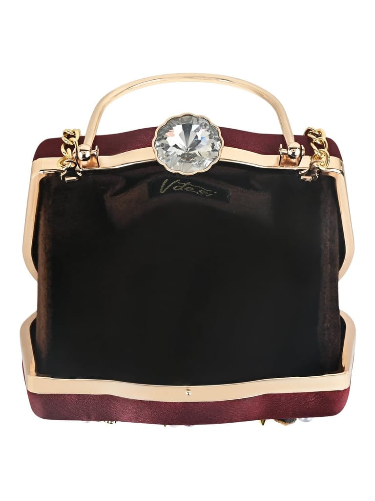 Vdesi Multi Embellishments Maroon Clutch