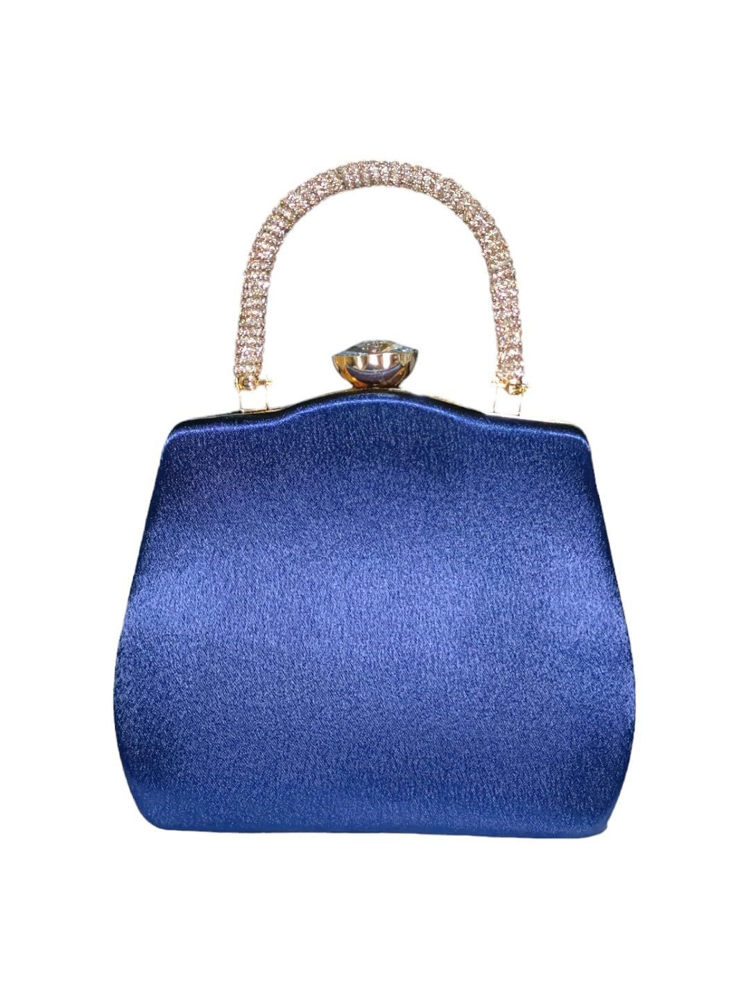 Vdesi Blue Rhinestone Handle Clutch