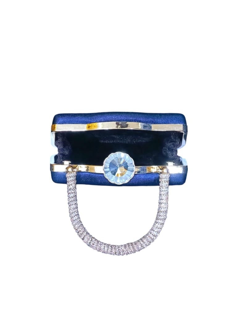 Vdesi Blue Rhinestone Handle Clutch