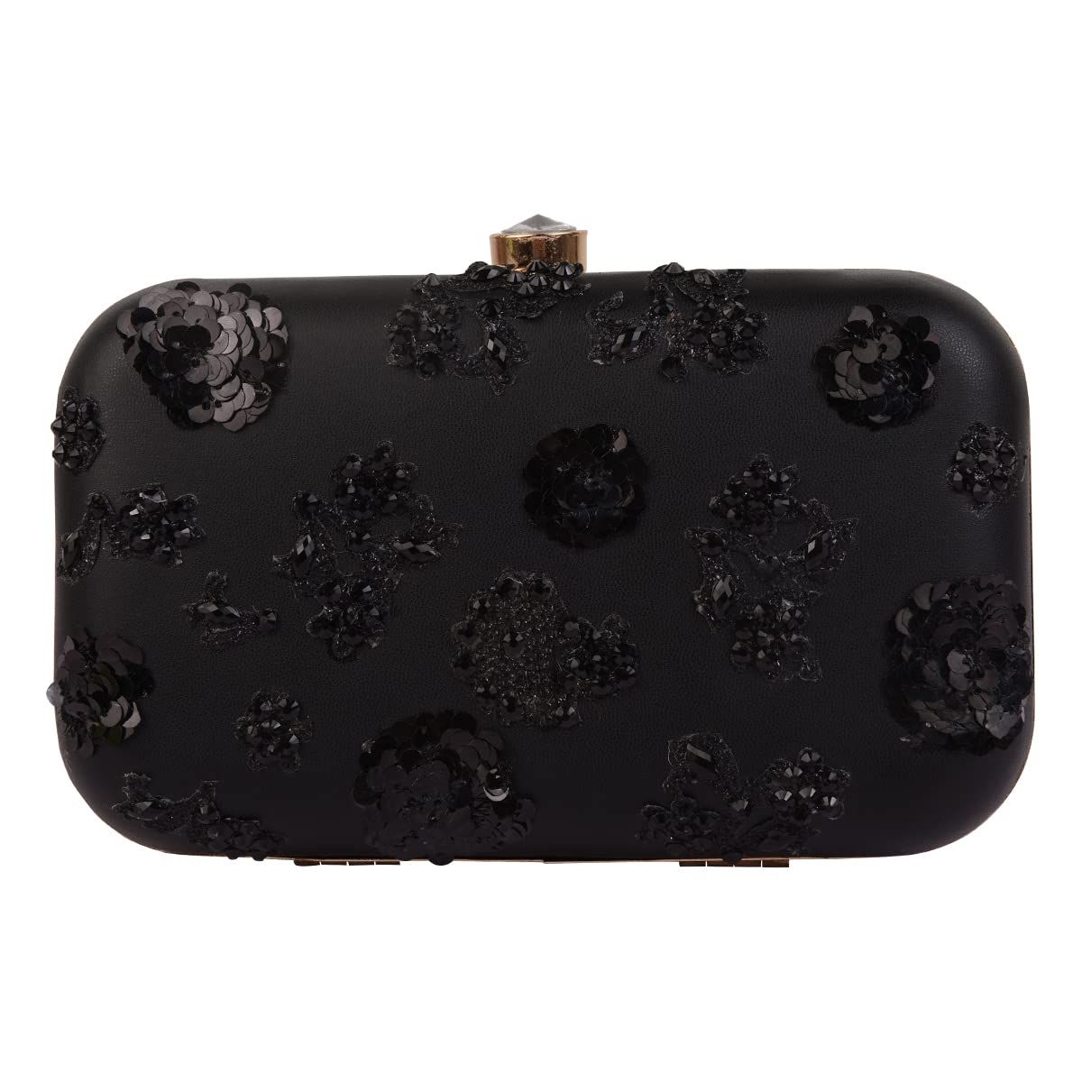Vdesi Black Patchwork Embellished Clutch