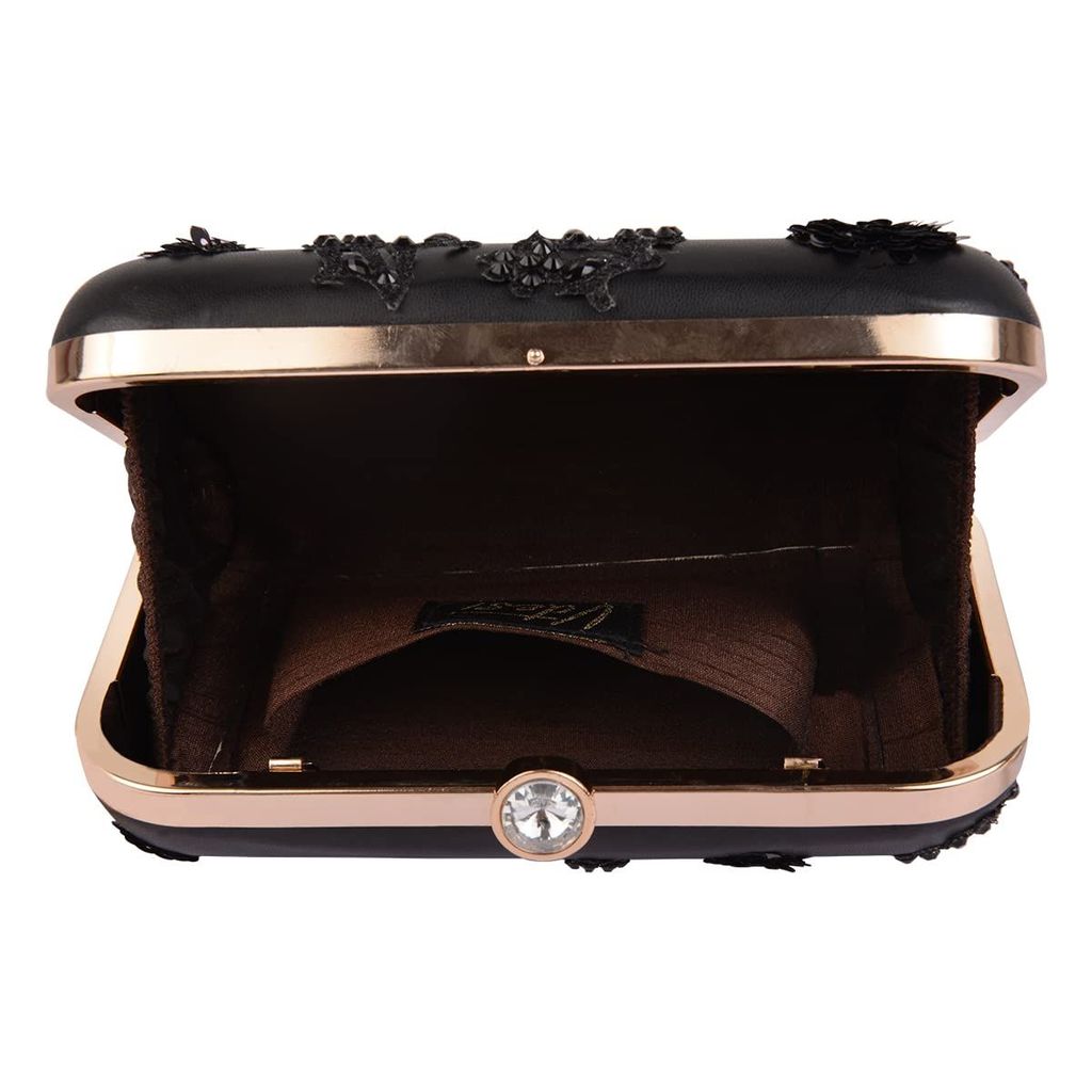 Vdesi Black Patchwork Embellished Clutch