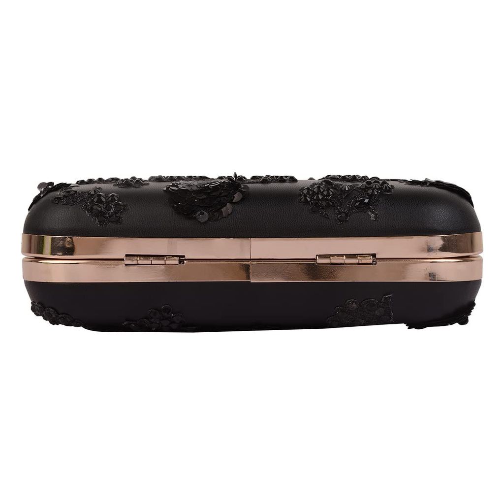 Vdesi Black Patchwork Embellished Clutch