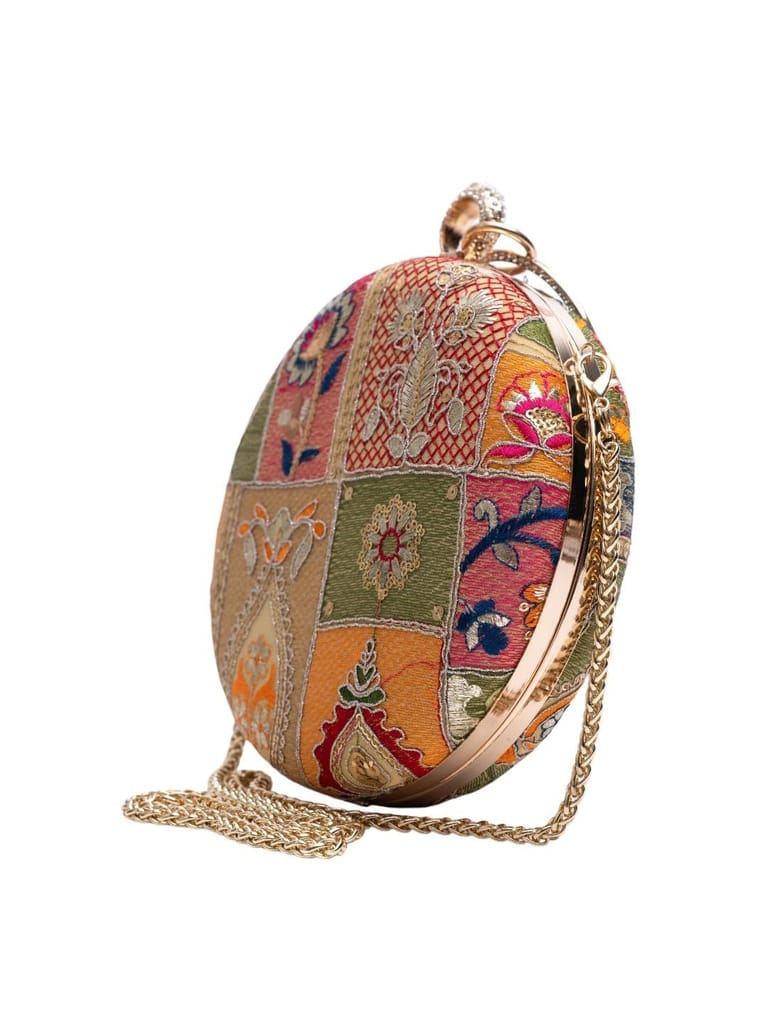 Vdesi Round Ethnic Green Clutch