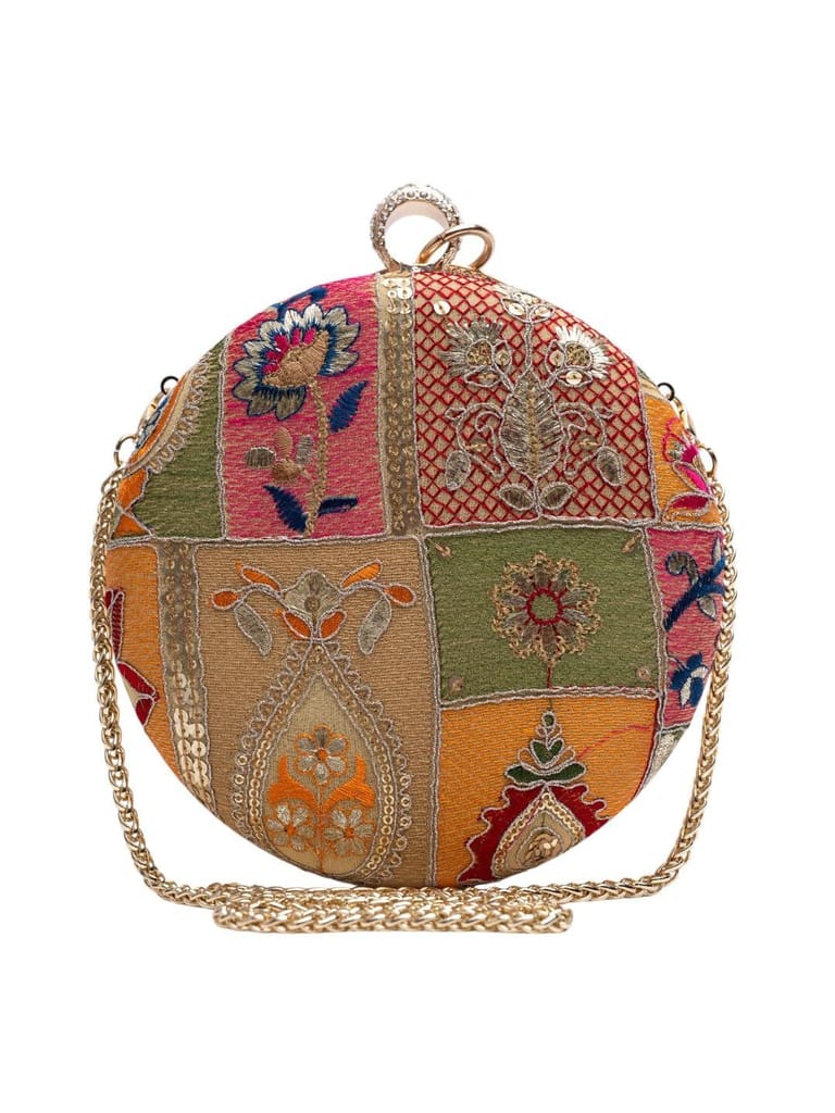 Vdesi Round Ethnic Green Clutch