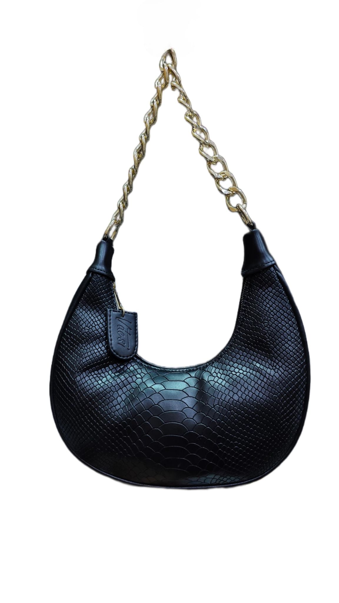 Vdesi Black Croco Half Moon Bag