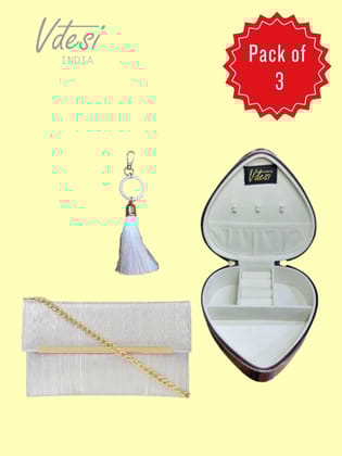 Vdesi Combo Of Envelope Clutch Accessory Organiser And Bag Charm